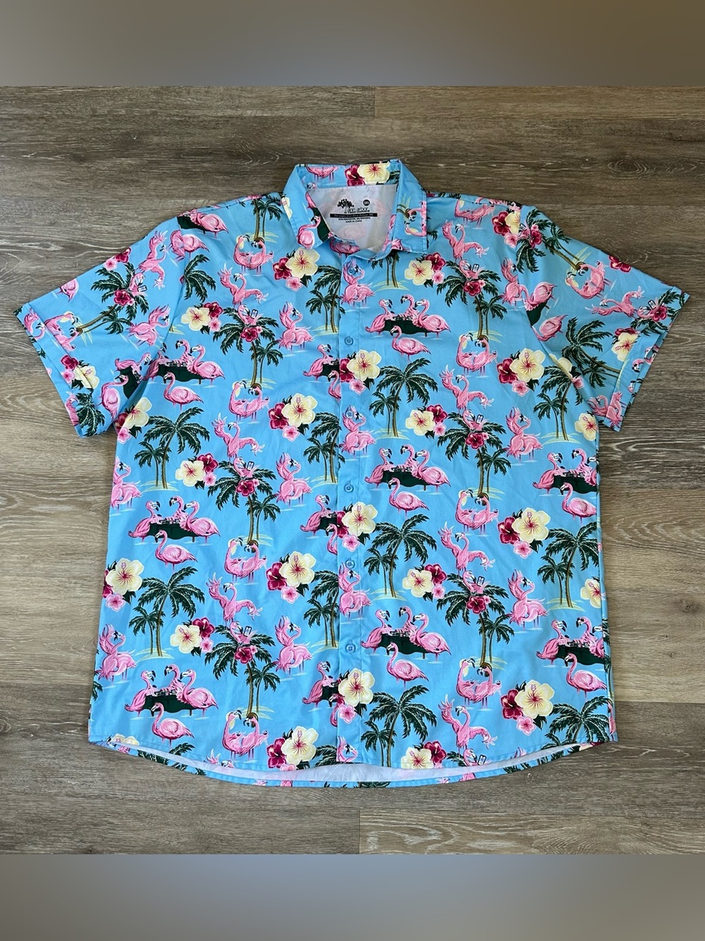 Ann Arbor T-shirt company pink flamingo button down Hawaiian shirt size 3X